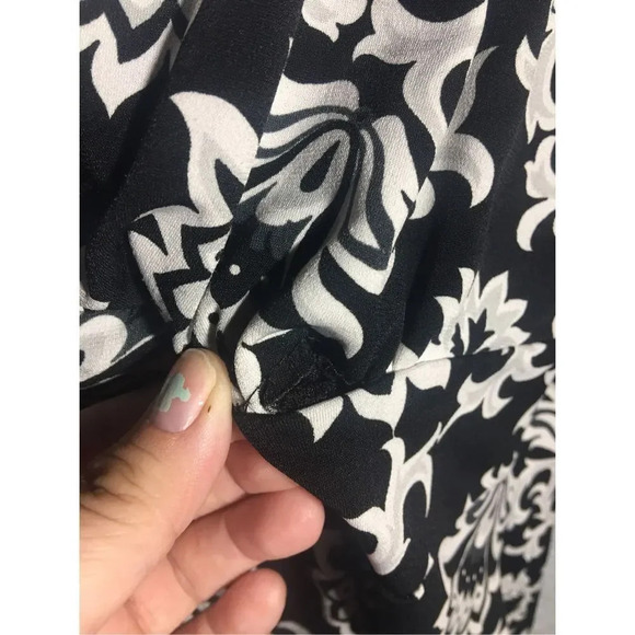 Womens Cato Blouse V Neck Modesty Panel Fake Wrap Top Paisley floral - Picture 5 of 7